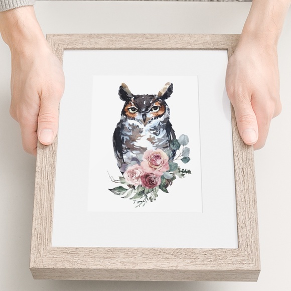 Owl Watercolor Wall Art Print Poster Unframed - Picture 10 of 15